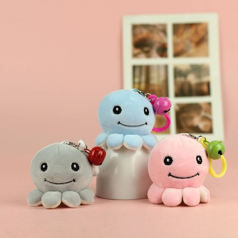 Simpatico Polpo Portachiavi in Peluche Con Campanella Morbido Animale di Peluche Giocattolo Borsa Charm Per Donne Bambini
