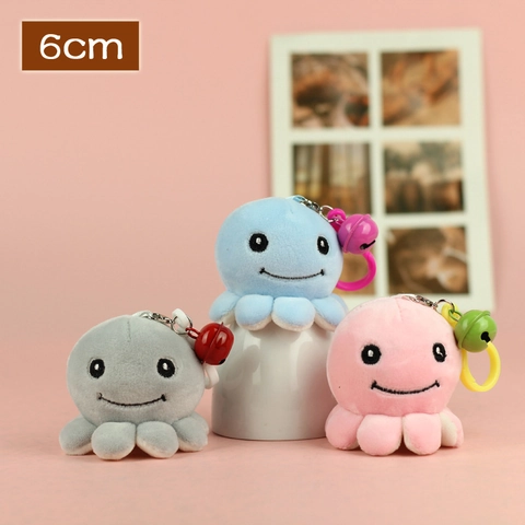 Simpatico Polpo Portachiavi in Peluche Con Campanella Morbido Animale di Peluche Giocattolo Borsa Charm Per Donne Bambini
