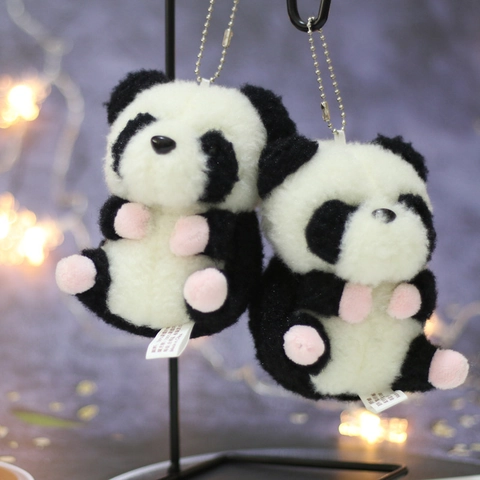 Simpatico Portachiavi di Peluche Panda Cartone Animato Morbido Animale di Peluche Ciondolo per Borsa Regalo di Compleanno Bambola Panda