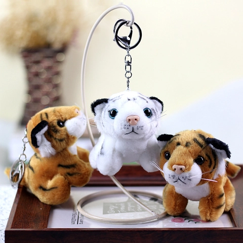 Süße Simulation Tiger Plüsch Schlüsselanhänger Anhänger Kleine Kuscheltier Puppe Für Kinder Geburtstag Geschenk Tasche Hängen Ornament Spielzeug