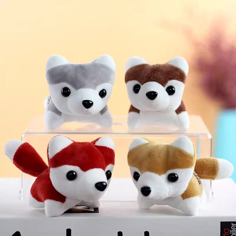 Cute Mini Husky Plush Keychain For Backpack Cartoon Dog Stuffed Toy Pendant For Couples Gift Soft Puppy Bag Charm Hanging Decor