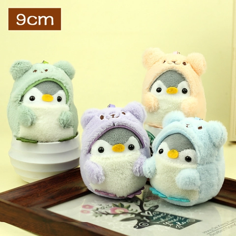 Cute Penguin Plush Keychain Cartoon Animal Dress Up Bear Hood Soft Stuffed Toy Mini Doll Backpack Pendant Gift For Kids