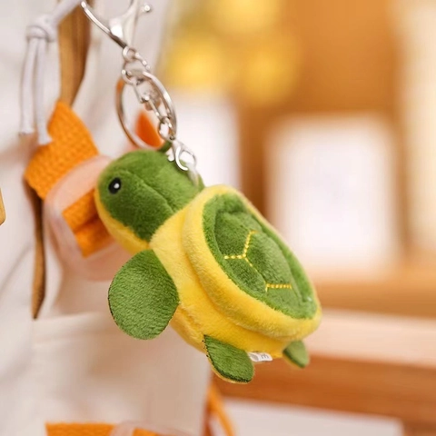 Cute Turtle Plush Keychain Pendant For School Bag Green Yellow Ugly Cute Sea Turtle Stuffed Animal Key Ring Accessories Gift