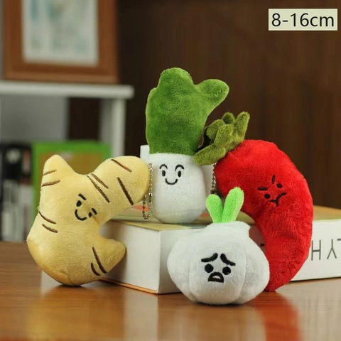 Divertente Portachiavi in Peluche di Verdure Cartone Animato Cipollotto Zenzero Aglio Peperoncino Ciondolo Borsa Regalo Creativo