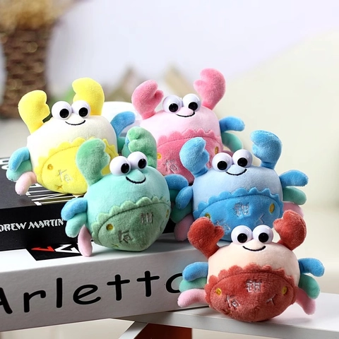 Cute Crab Plush Toy Soft Stuffed Animal Doll With Big Eyes Colorful Ocean Creature Keychain Pendant For Bag Decor Gift