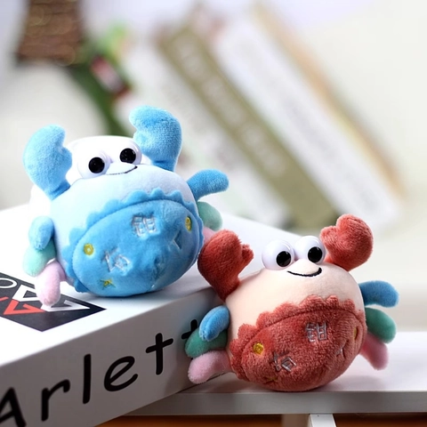 Cute Crab Plush Toy Soft Stuffed Animal Doll With Big Eyes Colorful Ocean Creature Keychain Pendant For Bag Decor Gift