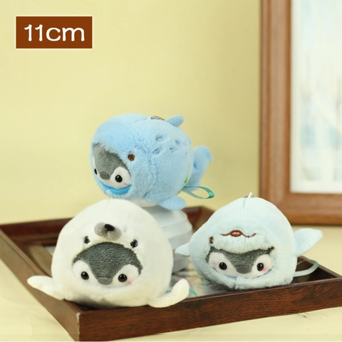 Cute Penguin Plush Keychain Ocean Animal Whale Seal Shark Stuffed Doll Mini Bag Pendant Key Ring For Kids Women Friend Gift