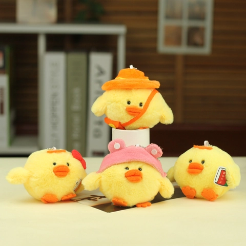 Cute Yellow Chicken Plush Keychain Soft Stuffed Animal Doll Bag Pendant Cartoon Mini Bird Toy Gift For Kids And Teens