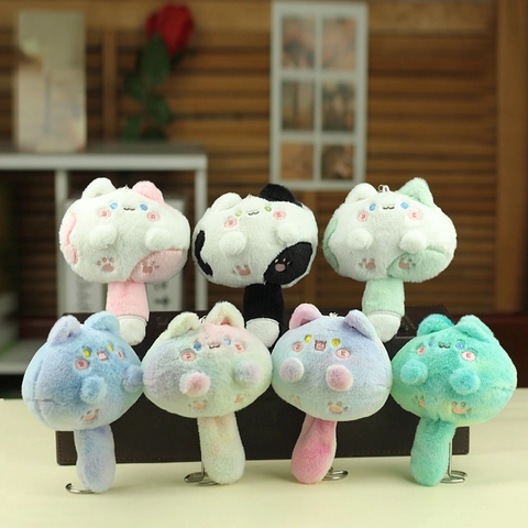 Creatieve Cartoon Kat Pluche Sleutelhanger Hanger Zachte Macaron Gradiënt Dier Pop Tas Charm Voor Vrouwen Meisjes Cadeau Rugzak Decoratie