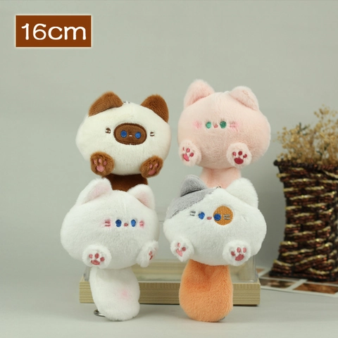 Cute Cartoon Plush Cat Keychain With Metal Ring Squeaky Animal Doll Bag Pendant For Schoolbag Backpack Ornament Gift