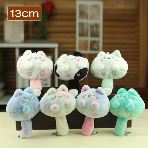 Creatieve Cartoon Kat Pluche Sleutelhanger Hanger Zachte Macaron Gradiënt Dier Pop Tas Charm Voor Vrouwen Meisjes Cadeau Rugzak Decoratie