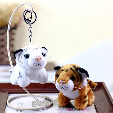Süße Simulation Tiger Plüsch Schlüsselanhänger Anhänger Kleine Kuscheltier Puppe Für Kinder Geburtstag Geschenk Tasche Hängen Ornament Spielzeug