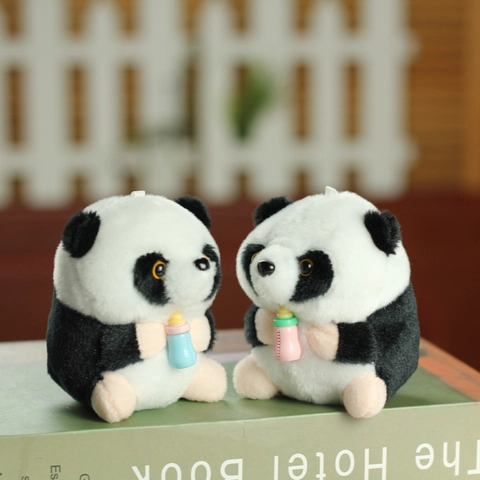 Simpatico Ciondolo Peluche Panda Gigante Con Biberon Colorato Animale Di Peluche Morbido Fascino Borsa Portachiavi Regalo