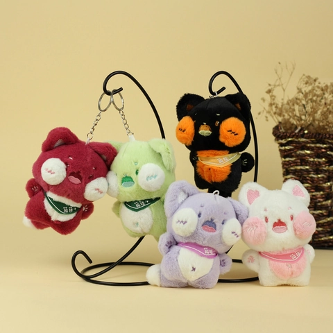 Süße Plüsch Katze Schlüsselanhänger Weiche Stofftier Puppe Taschenanhänger Mit Schal Stickerei Kawaii Schlüsselring Für Damen Kinder Geschenk