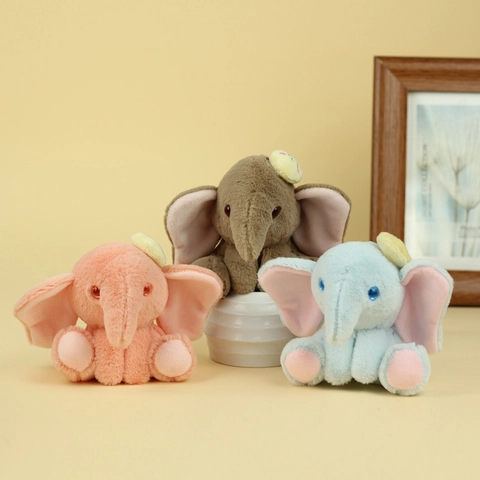 Simpatico Portachiavi a Forma di Elefante in Peluche Morbido Giocattolo di Animali per Zaino Rosa Blu Marrone Regalo Bambini