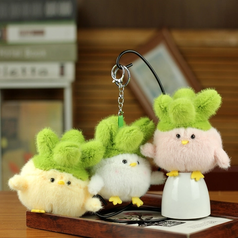 Niedliches Kohl Huhn Plüsch Schlüsselanhänger Weiches Kuscheltier Taschenanhänger Cartoon Gemüse Design Geschenk