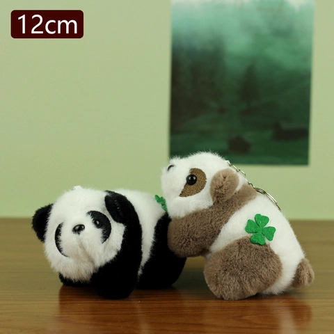 Simpatico Portachiavi In Peluche A Forma Di Panda Ciondolo Morbido Animale Di Peluche Con Dettaglio Quadrifoglio Per Zaino Regalo