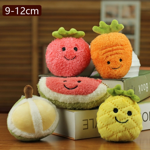 Cute Fruit Vegetable Plush Keychain Pendant Soft Stuffed Toy Bag Charm Accessories Pineapple Watermelon Carrot Avocado Apple Pumpkin For Kids Gift