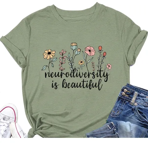 Dames T-Shirt Van Katoenmix Casual Korte Mouwen Ronde Hals Bloemen Grafische Print Slogan Pullover Vintage Top