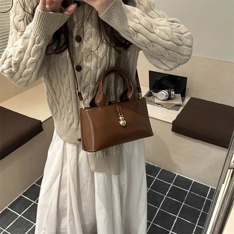 Retro PU Leder Eimer Tasche Für Damen Minimalistische Handtasche Mit Großer Kapazität Und Verstellbarem Riemen Umhängetasche