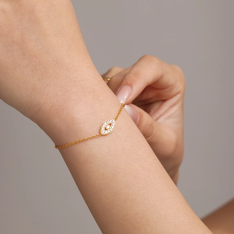 Evil Eye Necklace And Bracelet Stainless Steel Pave Zircon Layered Satellite Chain Jewelry Accessory For Women