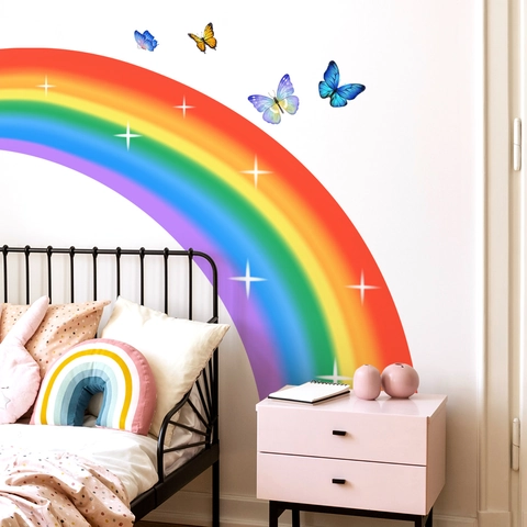 Adesivi Murali Arcobaleno E Farfalla In PVC Autoadesivi Rimovibili Per Decorazione Camera Dei Bambini