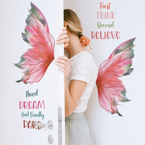 Schmetterlingsflügel Inspirierende Zitate Wandtattoo PVC Abnehmbar Romantisch Deko Für Schlafzimmer Wohnzimmer Haus Dekoration