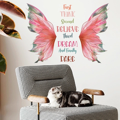 Schmetterlingsflügel Inspirierende Zitate Wandtattoo PVC Abnehmbar Romantisch Deko Für Schlafzimmer Wohnzimmer Haus Dekoration