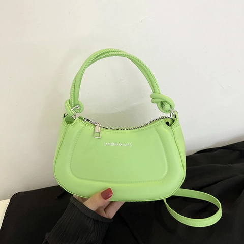Borsa A Tracolla Semicircolare Da Donna In Pelle PU Con Manico A Nodo Borsa A Sella Elegante Borsa A Spalla Quotidiana