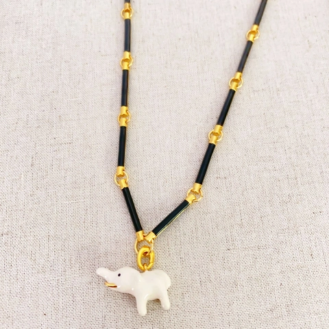 Elefant Anhänger Halskette Abnehmbar Emaille Kupfer Bambus Kette Retro Süß Schlüsselbein Schmuck Geschenk Für Frauen Mädchen