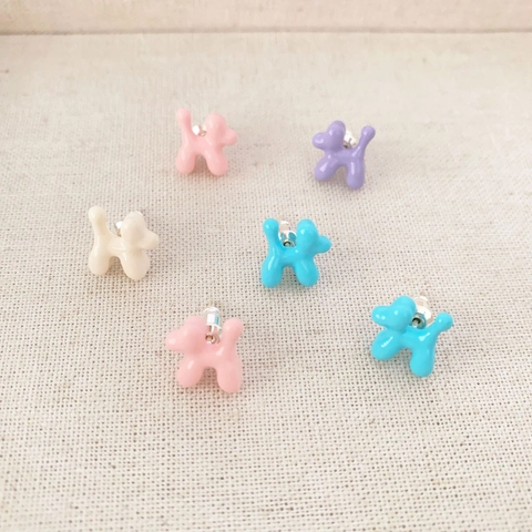 Puppy Balloon Dog Stud Earrings Colorful Enamel Animal Shape Brass Jewelry With 925 Sterling Silver Earring Post For Women