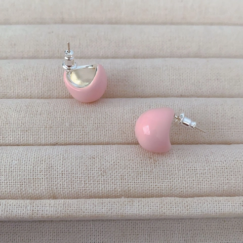 Pendientes De Botón Esmalte Goteo De Aceite Cobre Poste Plata Esterlina 925 Color Caramelo Forma Puff Moda Mujeres