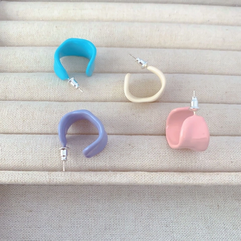 Irregular C Shaped Hoop Earrings With 925 Sterling Silver Earring Post Enamel Drip Oil Macaron Candy Color Jewelry For Women