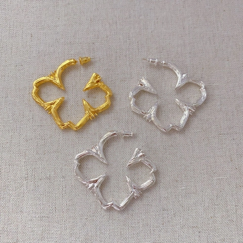 Pendientes Franceses Vintage Con Textura De Rama Y Poste De Plata 925 Joyas De Lujo De Flores Huecas Para Mujer