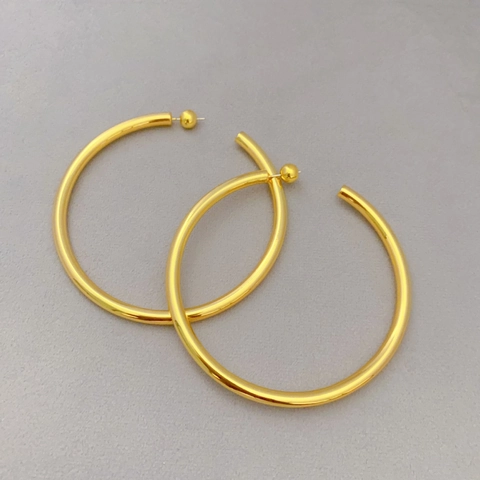 Hoop Ohrringe Hohl C-Förmig Vergoldetes Kupfer Mit 925 Sterling Silber Ohrstecker Minimalistischer Modeschmuck