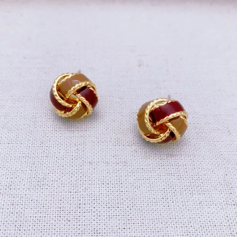 Knot Stud Earrings Enamel Glaze Copper Gold Plated With 925 Sterling Silver Earring Post Retro Simple Jewelry For Women