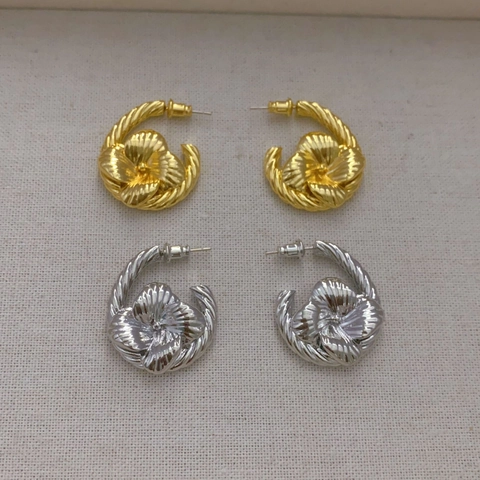 Pendientes De Botón Con Nudo Floral Vintage Francés De Latón Bañado En Oro De 18K Con Poste De Plata De Ley 925 Para Mujer
