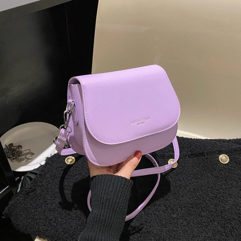 Bolso Bandolera de Silla de Cuir PU para Mujer Estilo Minimalista Urbano Bolso de Hombro con Solapa Correa Ajustable Pequeño