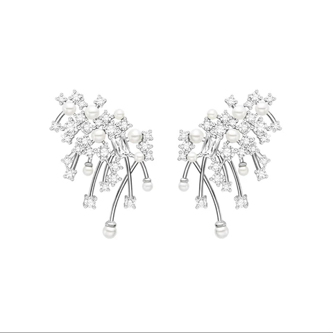 Orecchini A Lobo Nebula Ottone Zircone Perla Artificial Bianca Con Perno In Argento Sterling 925 Per Donna Gioielli Di Moda