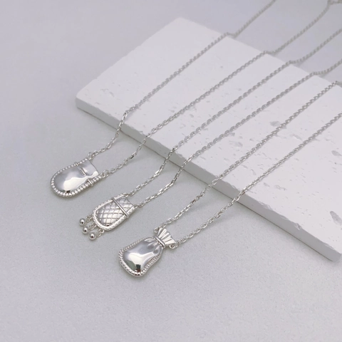 Collana Con Ciondolo Portafortuna Rame Placcato Argento Borsa Di Soldi Gioielli Minimalisti Per Donna