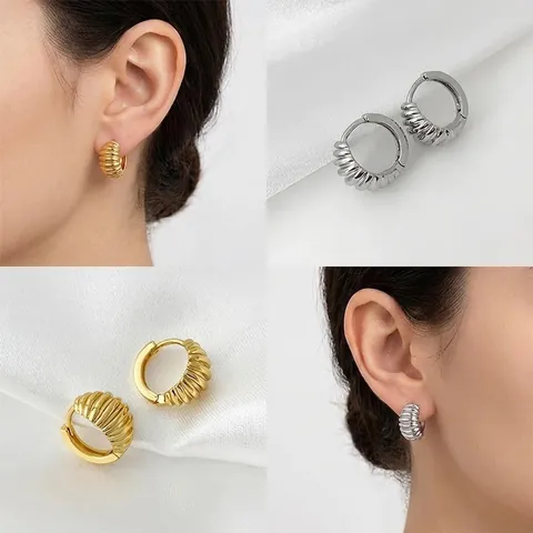 Croissant Hoop Oorbellen Messing 18K Verguld Verzilverd Met Koperen Oorsteker Gedraaid Minimalistisch Retro Stijl Voor Dames