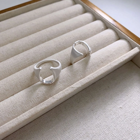U-Shape Horseshoe Ring Brushed Copper Silver Plated Geometric Minimalist Adjustable Opening Versatile Jewelry For Women