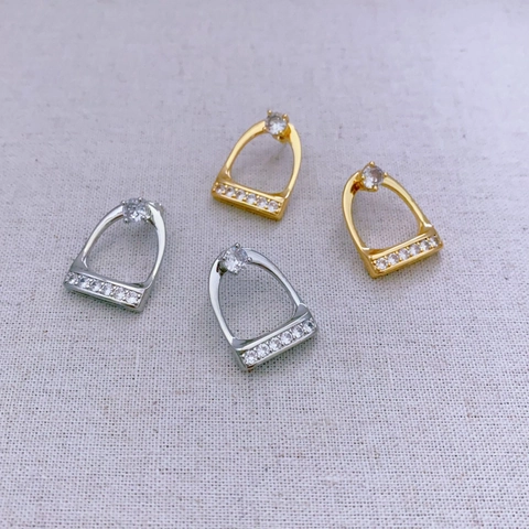 Pendientes Y Anillos Con Hebilla De Herradura Cobre Con 925 Sterling Silver Earring Post Circonita Lujo Elegante Mujer