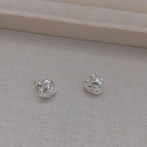 Gewebte Geometrische Ohrstecker Kupfer Vergoldet Mit 925 Sterling Silber Ohrstecker Quadrat Herz Textur Schmuck