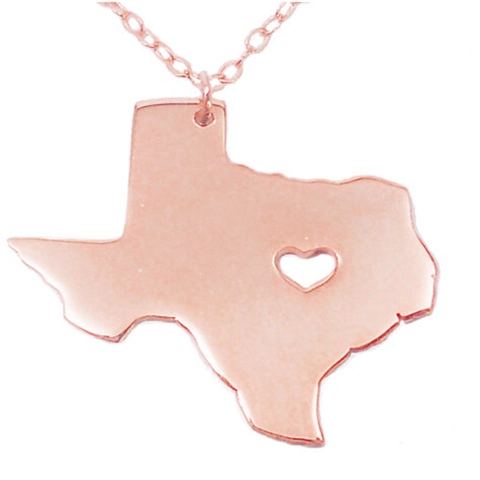 Texas State Map Pendant Necklace Stainless Steel Hollow Heart Link Chain Minimalist Jewelry For Women