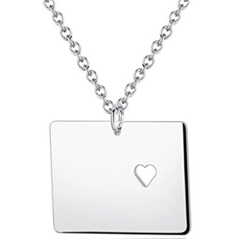 Colorado State Map Pendant Necklace Stainless Steel Minimalist Heart Cutout Jewelry For Men Women Daily Casual Wear