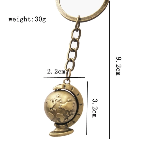 Retro Wereldbol Sleutelhanger Roterende Wereldkaart Zinklegering Taschenhanger Vintage Stijl Reis Souvenir