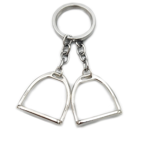 Porte-clés Étrier de Cheval en Métal Pendentif Collier Alliage Bijoux Polis Cadeau Amoureux des Chevaux Plaqué Or Argent