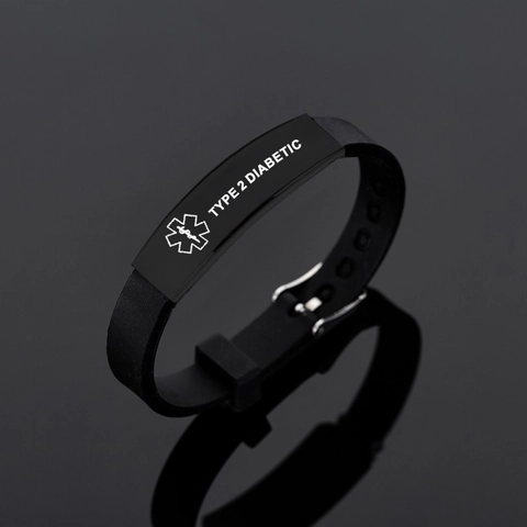 Bracciale Allerta Medica Acciaio Inossidabile Silicone ID Emergenza Stella Della Vita Cinturino Regolabile Gioielli