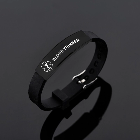 Bracciale Allerta Medica Acciaio Inossidabile Silicone ID Emergenza Stella Della Vita Cinturino Regolabile Gioielli